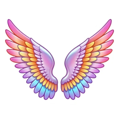 angel wing with a colored outline with a pink orange mix sticker