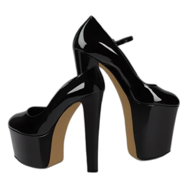 One view back Black Patent Leather Daffodile Platform Heels sticker