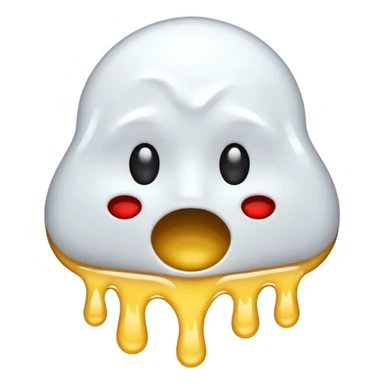 The heat broken emoji in white with sticky white liquid Ozzing out of it with no face sticker