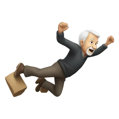 Old man tumbling down a hill sticker