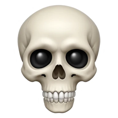 stylized skull emoji with a defined jawline in a mewing position, simple and expressive sticker