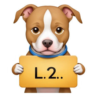 Pit bull holding 1 sign that says "L" sticker