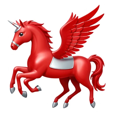 Mobil red Pegasus with white outline sticker