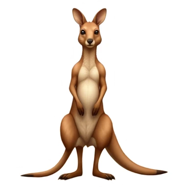 Full-body Australian Kangaroo – Cinematic-realistic Australian kangaroo, standing tall with powerful hind legs and a muscular tail for balance. Its reddish-brown fur glows under the golden sunlight, ears perked and eyes alert. The rugged outback stretches behind it, with dry grass and scattered eucalyptus trees completing the iconic scene. sticker