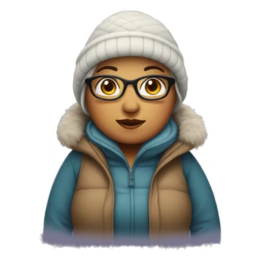 Chubby woman in winter attire sticker
