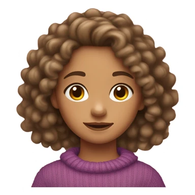 10 year  old girl with curly brown hair with light skin and a malibu sweater sticker