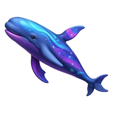 Create a single emoji of a Nebula Whale in full body, shown at a slight side angle in a natural, characteristic pose with cosmic patterns. stylized like an emoji, but clearly recognizable
 sticker