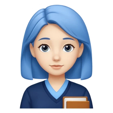 cute school girl jewish blue shirt navy jumper with light blue by the v neck on the jumper sticker