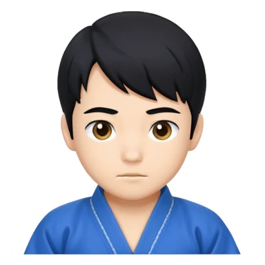 Кимоно синий для дзюдо мальчик с черными волосами sticker