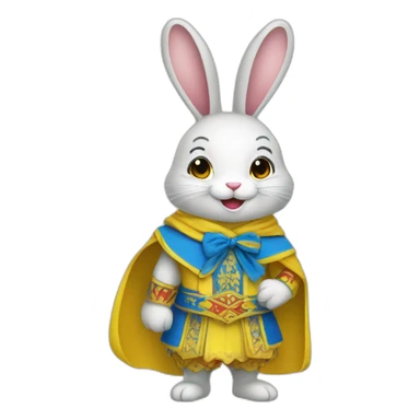 the rabbit is dressed in a costume in the color of the Ukrainian flag and smiles sticker