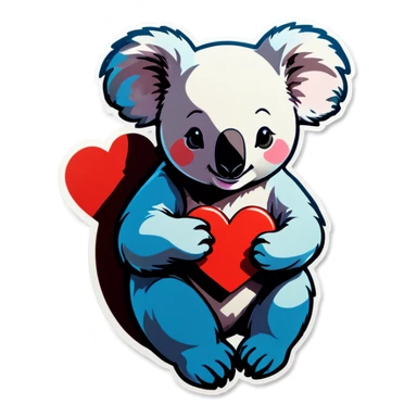 Koala with Heart in his Hand sticker