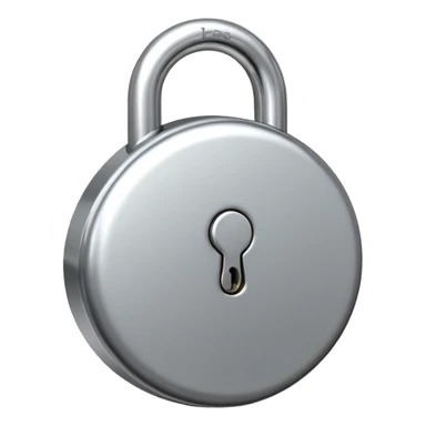 Chrome silver lock emoji, iOS emoji style, smooth metallic surface, rounded edges, reflective highlights, minimalistic sticker