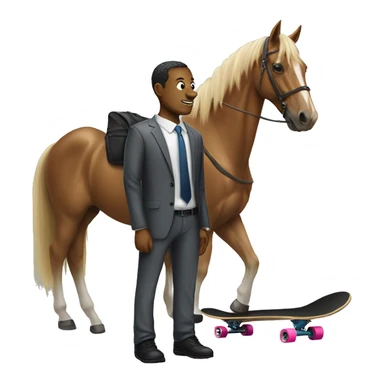 Business man with horse head and a skateboard sticker