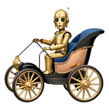 Old American West C-3PO policeman in 1864 delicate rosegold accent painted buggy powered by electric motors and batteries  sticker