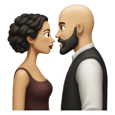 White Man bald with dark beard kissing short Mexican woman with long dark wavy hair sticker