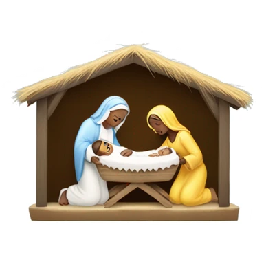 nativity scene with baby Jesus in a manger sticker