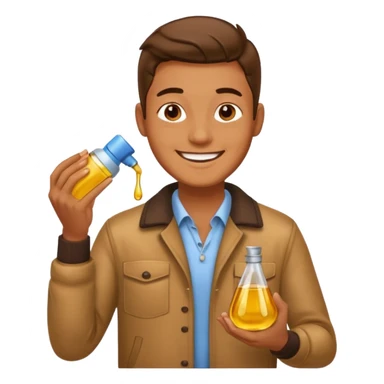 oil massage emoji men wearing clothing and applying oil sticker