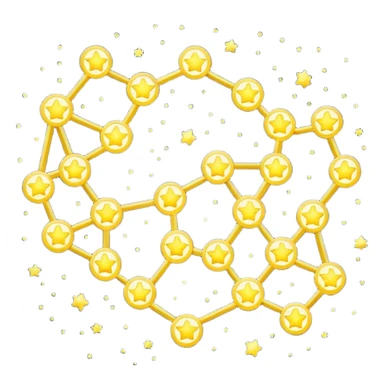Pixel art icon of a glowing constellation made of connected stars, symbolizing knowledge paths and courses. 
Minimalistic, clean pixel style, soft glow, readable at small size, centered, no background, designed for dark UI.
 sticker