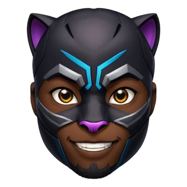 black panther character smirking, bold and expressive, clear face, vibrant colors, suitable for Twitch emote sticker