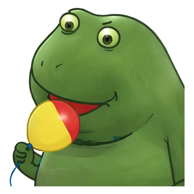 Fat man eating a balloon sticker