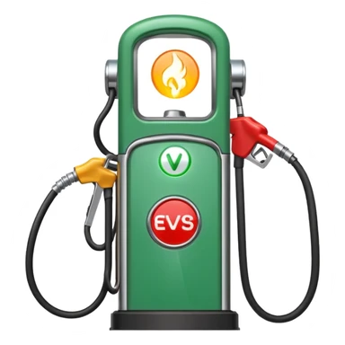 Split image—quick gas pump vs. slow EV plug. sticker