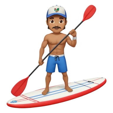 Mexican surfer with  a baseball cap Muscular  no mustache Paddle boarding Mexican man sticker