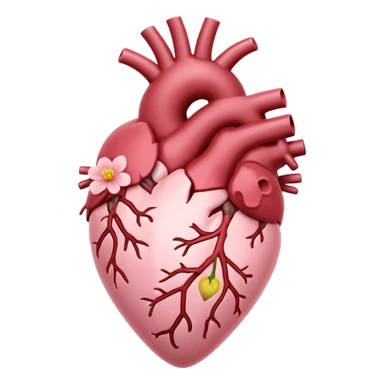 light pink anatomical heart with flower sticker