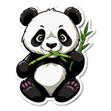 Panda wearing a hoodie while eating bamboo sticker