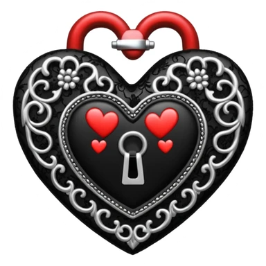 goth heart with a black lace heart lock sticker