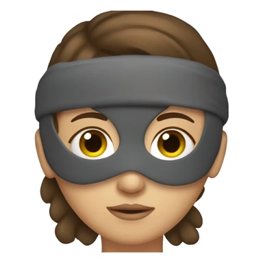 a girl with brown hair with a sleep mask sticker