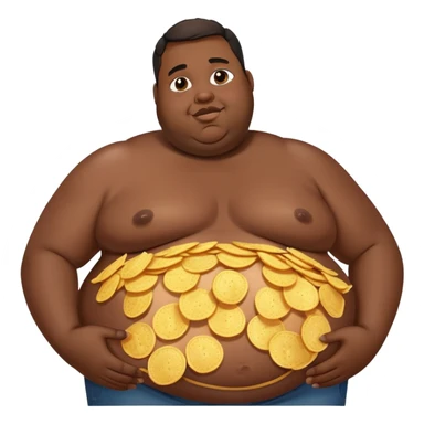 Fat black guy with chips on his exposed belly sticker
