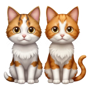 3 small cats different colours including brown tabby and white, patchy calico, and ginger and white sticker