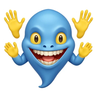 Make it be based off the horror game, poppy playtime.\n Make it have a head shape like a heart. Didn't make it tall, make it have sharp teeth, make its hands yellow, make it slipper, smiling and makes his feet yellow too.  And make it all blue sticker