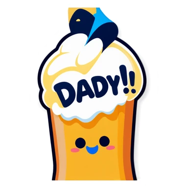 White frosting coming out of a Twinkie with a towel over it text bubble saying daddy sticker