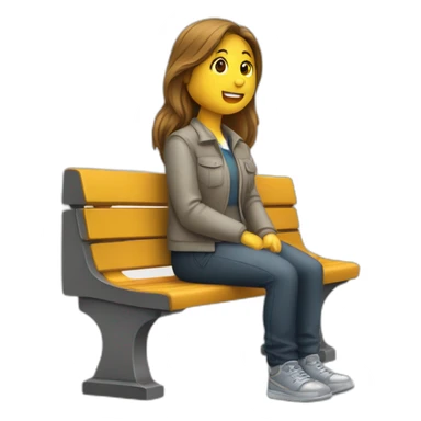 Assis sur un banc en train d'écouter avec un air sérieux sticker