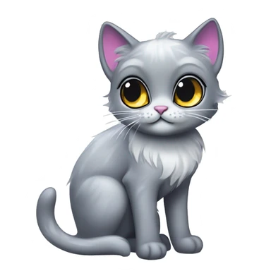 ethereal cute grey cat littlest pet shop lisa frank style sticker