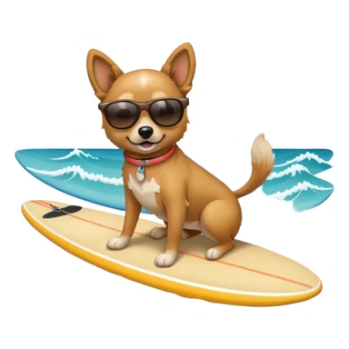 dog wearing sunglasses on a surfboard  sticker