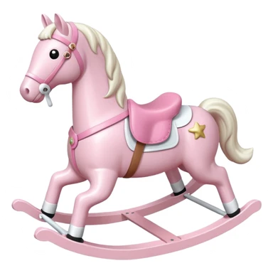 Light pink rocking horse toy for kids with white legs sticker