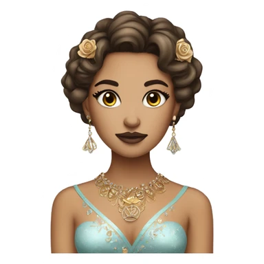 Create the zodiac sign leo as a brunette girl with elaborate makeup and dress that matches the zodiac sign  sticker