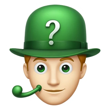 The Riddler icon with question mark symbol, bowler hat silhouette sticker