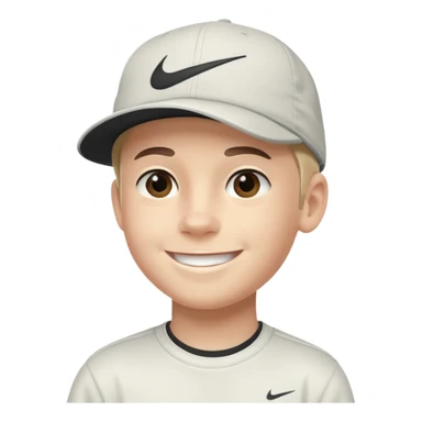 Quiero un emojis con una cara de niño con uno gorra de lado de Nike y sonriendo como los emojis de iPhone  sticker
