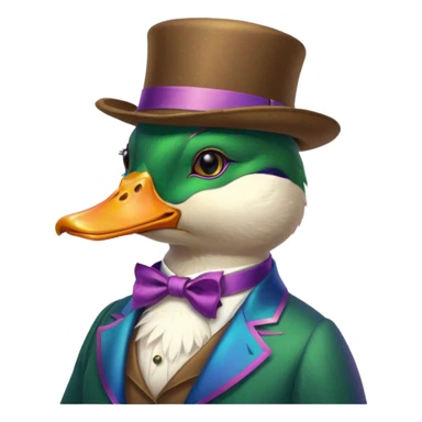 Create a mallard which has a hat and a monocle glasses
 sticker