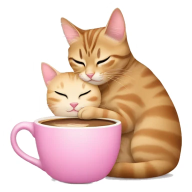 tabby cat hugs blonde, pink coffee, pink smileys sticker