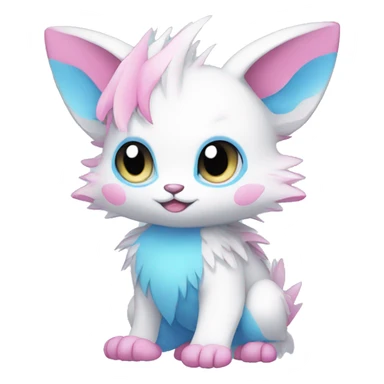 Cute cool white blue pink animal hybrid Fakemon full body sticker