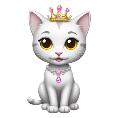 Sparkly princess-cat with tiara and necklace full body sticker