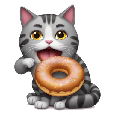 cat eating donut sticker