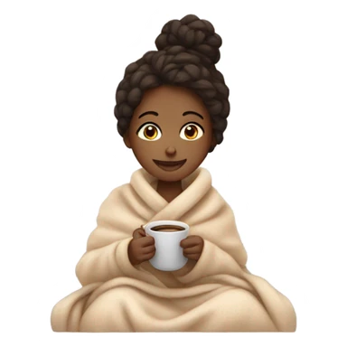 Girl having coffee with blanket on her body sticker