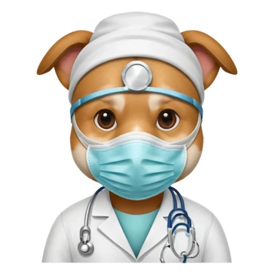 doctor dog wearing medical mask sticker