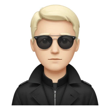 white man in black trenchcoat and matrix sunglasses sticker