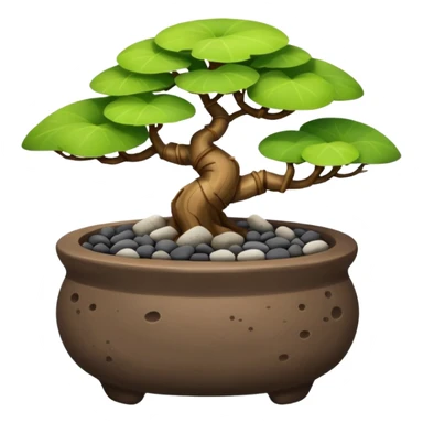 Shallow dark Pebbles Flintstones bonsai pot only  sticker